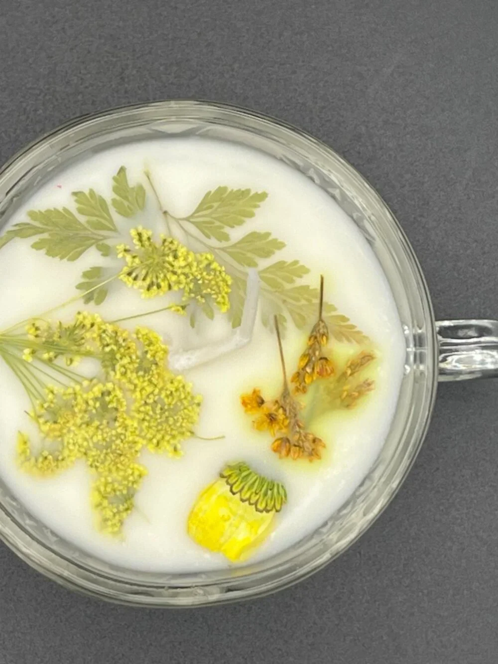 Meadow Lace Pressed Glass Teacup Candle